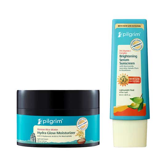 Pilgrim Korean Rice Water Hydra Glow Moisturizer & SPF 50+ PA++++ Sunscreen Combo For Brighter Skin ₹890 ( Inclusive of all taxes
