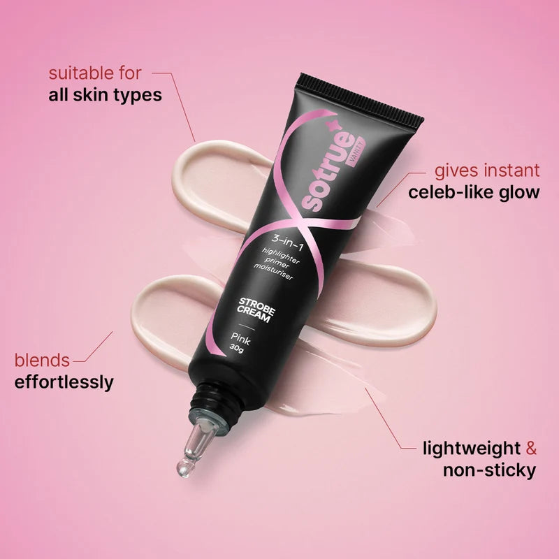 3-in-1 Illuminating Strobe Cream | Pink Instant Celeb-like Glow | Skincare-infused | Non-sticky