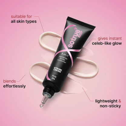3-in-1 Illuminating Strobe Cream | Pink Instant Celeb-like Glow | Skincare-infused | Non-sticky