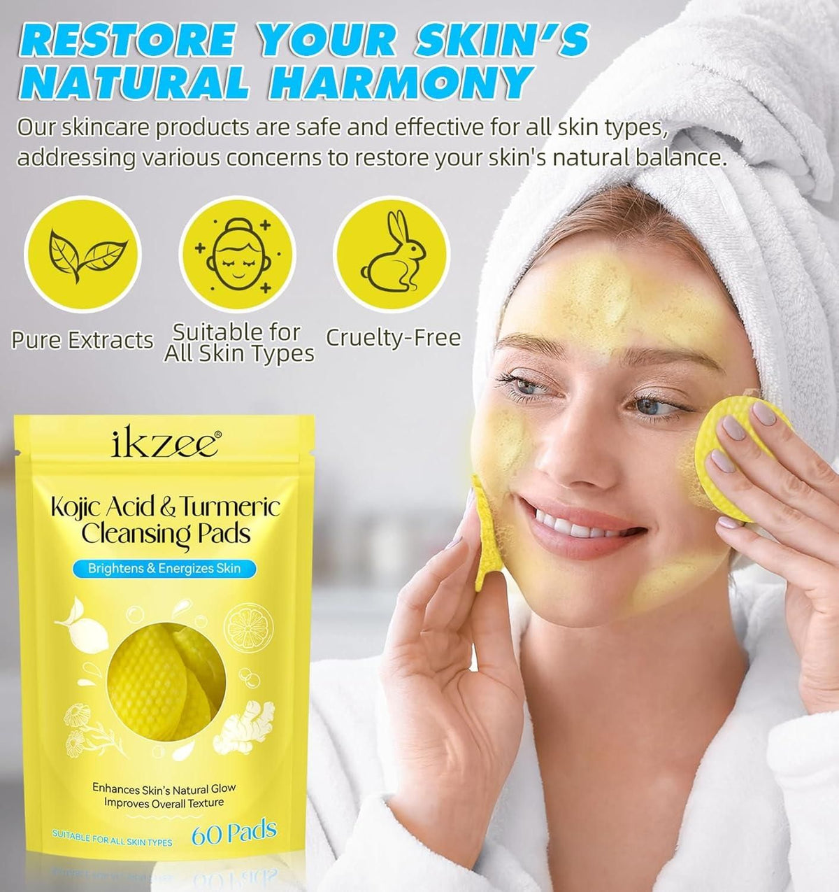 KojicFresh™ - Turmeric Kojic Acid Cleansing Pads |🔥PACK OF 60 PADS🔥