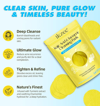 KojicFresh™ - Turmeric Kojic Acid Cleansing Pads |🔥PACK OF 60 PADS🔥