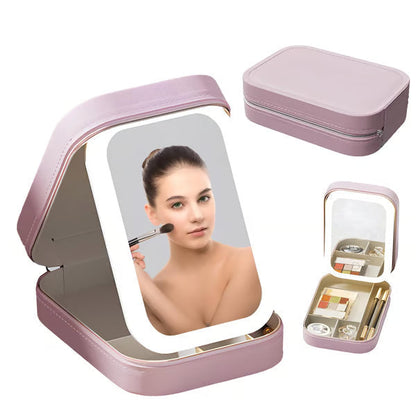 Small Travel LED Makeup Mirror Case with